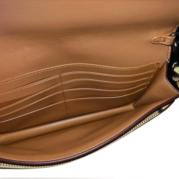 Coach Hayden Foldover Crossbody Yellow Clutch w/ Prairie Rivets - Picture 8 of 14